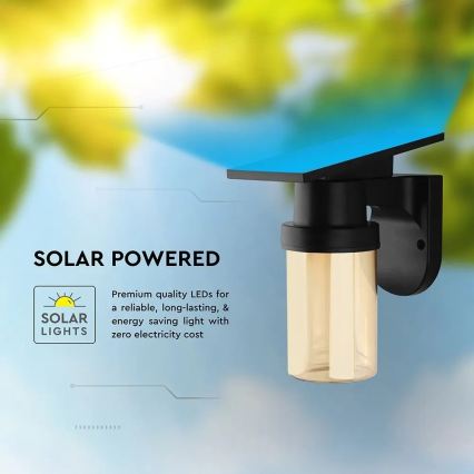 LED Solární nástěnná lampa LED/3,7V 2700/3200/5000K IP54 1800 mAh černá/kouřová béžová + dálkové ovládání