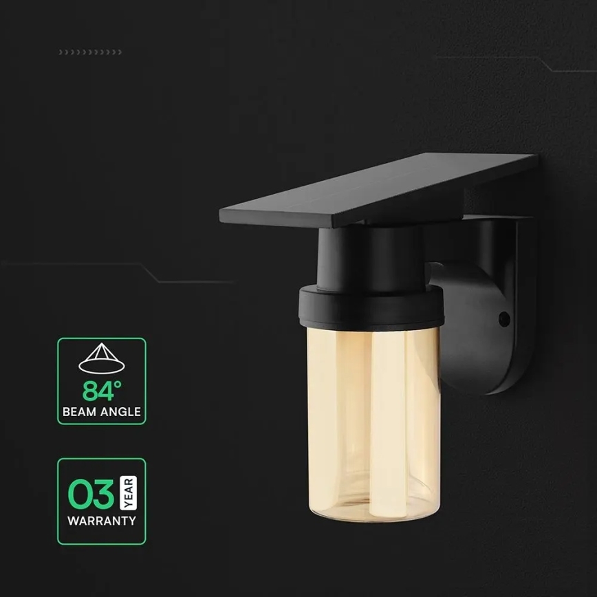 LED Solární nástěnná lampa LED/3,7V 2700/3200/5000K IP54 1800 mAh černá/kouřová béžová + dálkové ovládání