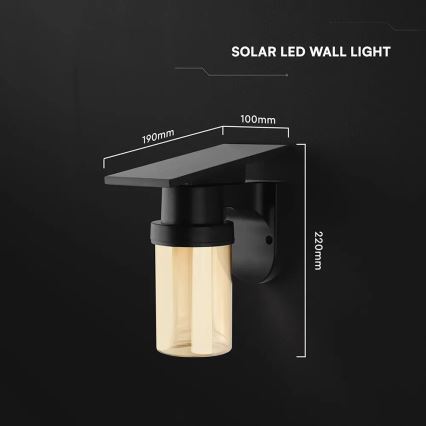 LED Solární nástěnná lampa LED/3,7V 2700/3200/5000K IP54 1800 mAh černá/kouřová béžová + dálkové ovládání