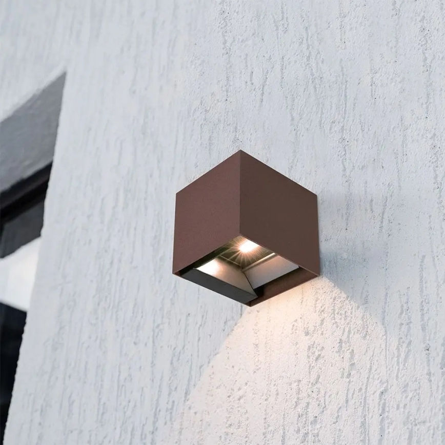 LED Solární nástěnné svítidlo se senzorem LED/9W/3,7V 3000/4000/5000K IP65 2600 mAh hnědá