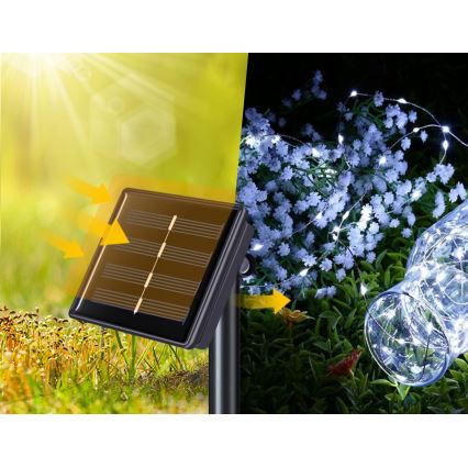 LED Solární dekorační řetěz 100xLED/1,2V 800 mAh 7 m IP44 černá