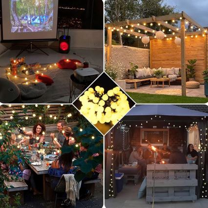 LED Solární dekorační řetěz 30xLED/8 funkcí 500 mAh 6,5 m IP67 teplá bílá