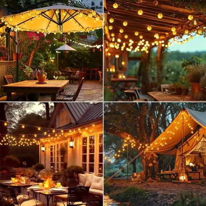 LED Solární dekorační řetěz 50xLED/8 funkcí 500 mAh 9,5 m IP67 teplá bílá