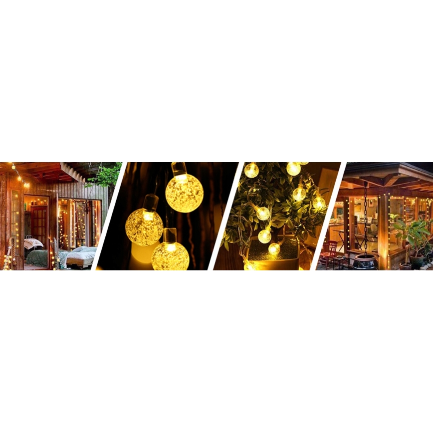 LED Solární dekorační řetěz 50xLED/8 funkcí 500 mAh 9,5 m IP67 teplá bílá