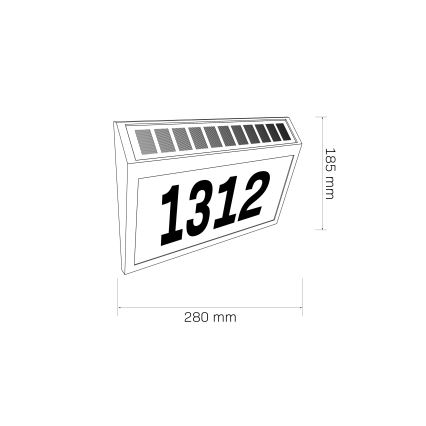 LED Solární domovní číslo NUMERO LED/3,7V 6000K 1200 mAh IP44 černá