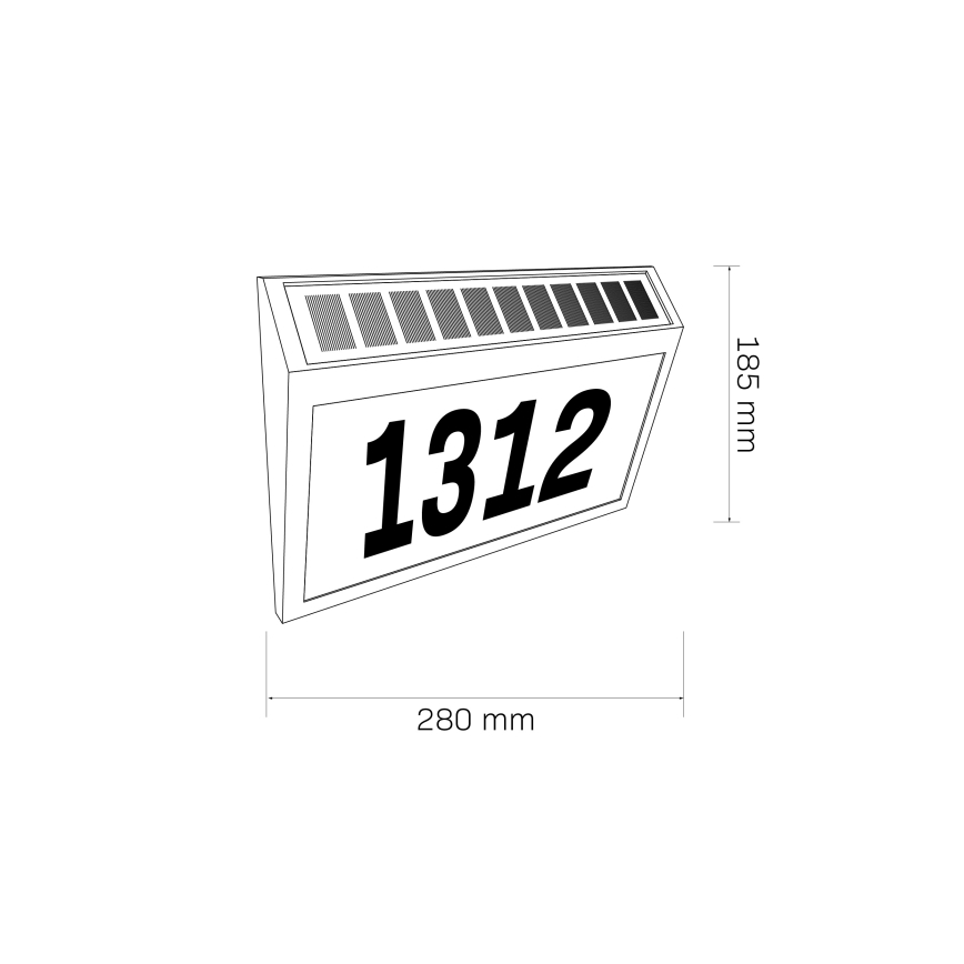 LED Solární domovní číslo NUMERO LED/3,7V 6000K 1200 mAh IP44 černá