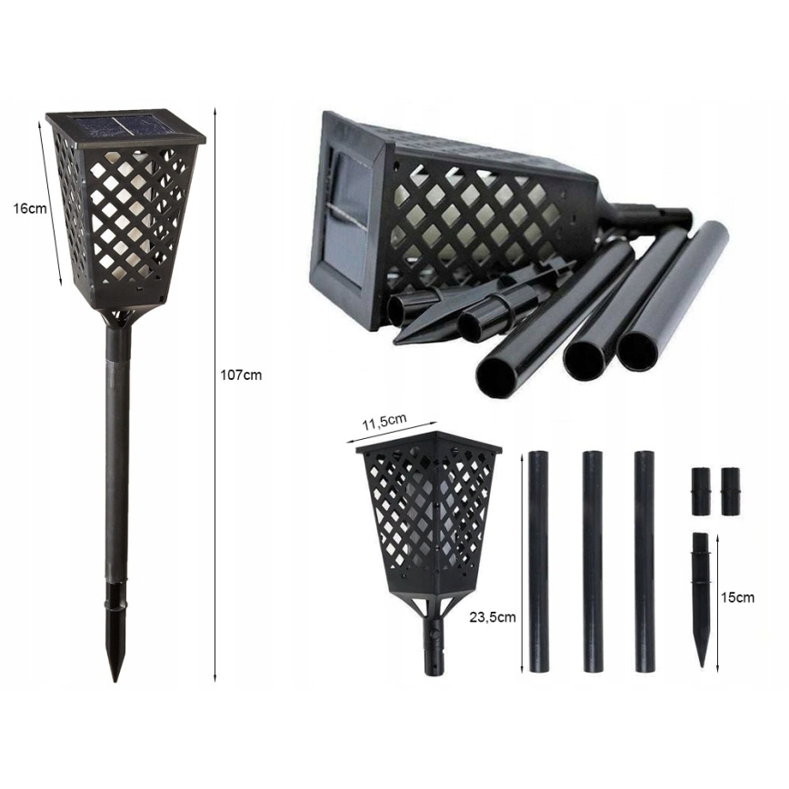 LED Solární lampa LED/0,6W/5,5V IP65 107 cm černá