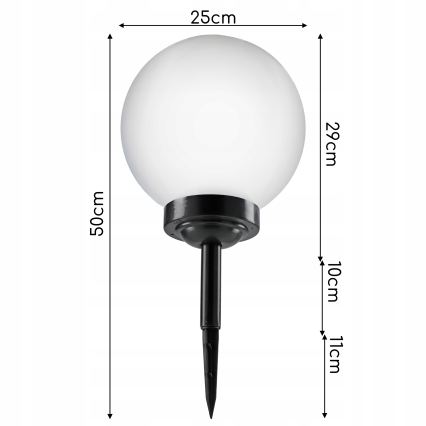 LED Solární lampa LED/1,2V 6500K 200 mAh pr. 25 cm IP44 bílá/černá