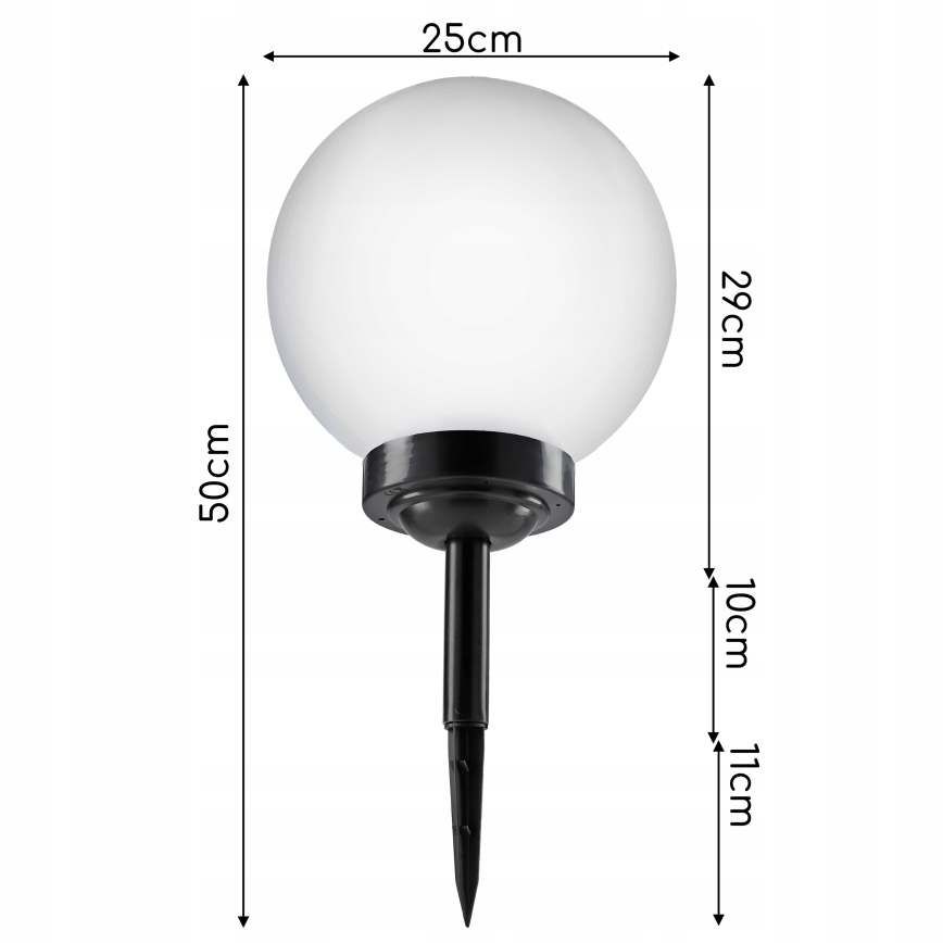 LED Solární lampa LED/1,2V 6500K 200 mAh pr. 25 cm IP44 bílá/černá