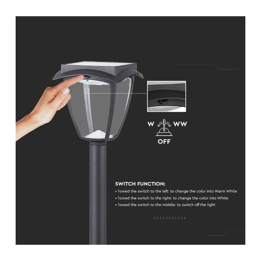 LED Solární lampa LED/2W/230V 93 cm 3000/6000K IP65