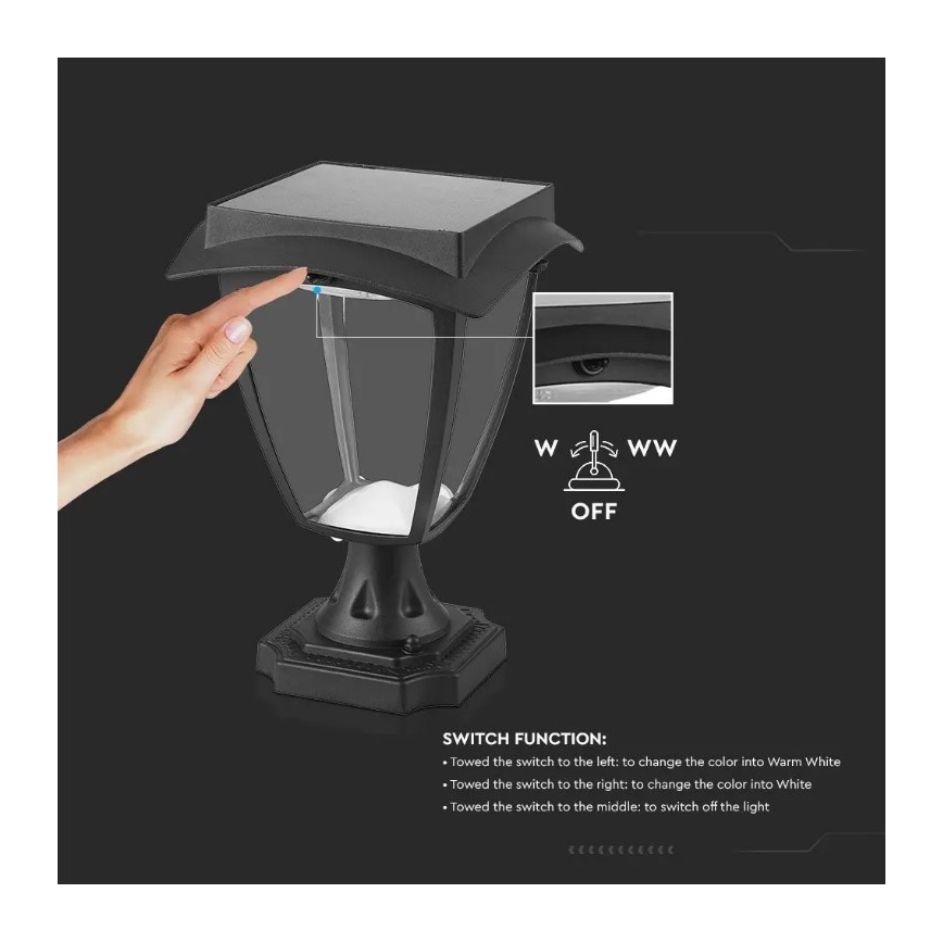 LED Solární lampa LED/2W/3,7V 3000/6000K IP65