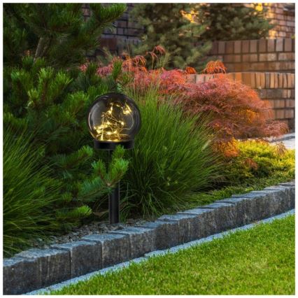 LED Solární lampa se senzorem GLEAM LED/1,2V 3000K IP44 40 mAh kouřová/černá