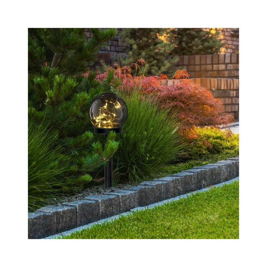 LED Solární lampa se senzorem GLEAM LED/1,2V 3000K IP44 40 mAh kouřová/černá