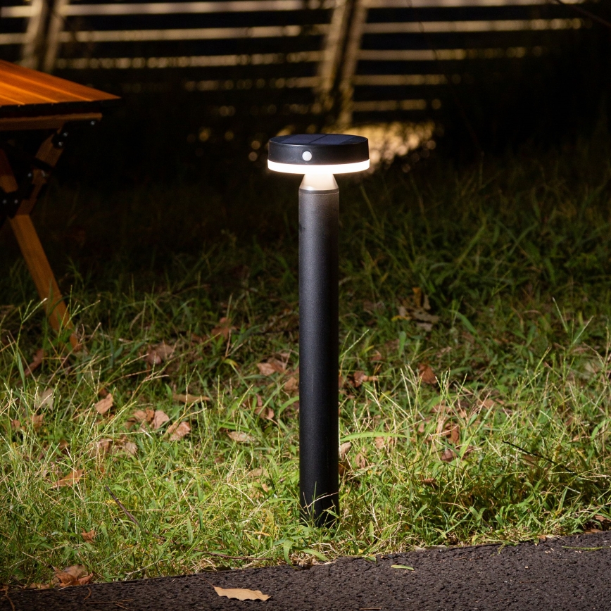 LED Solární lampa se senzorem GWINEA LED/4,5W/3,7V 2000 mAh 50 cm IP44 černá