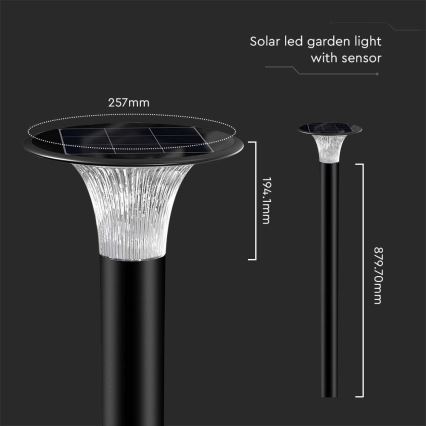 LED Solární lampa se senzorem LED/15W/3,2V 4000K/6000K IP65 6000 mAh