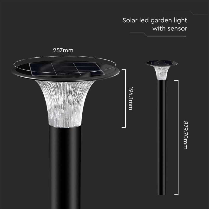 LED Solární lampa se senzorem LED/15W/3,2V 4000K/6000K IP65 6000 mAh