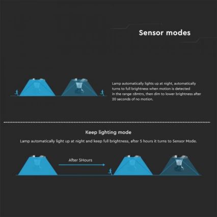 LED Solární lampa se senzorem LED/15W/3,2V 4000K/6000K IP65