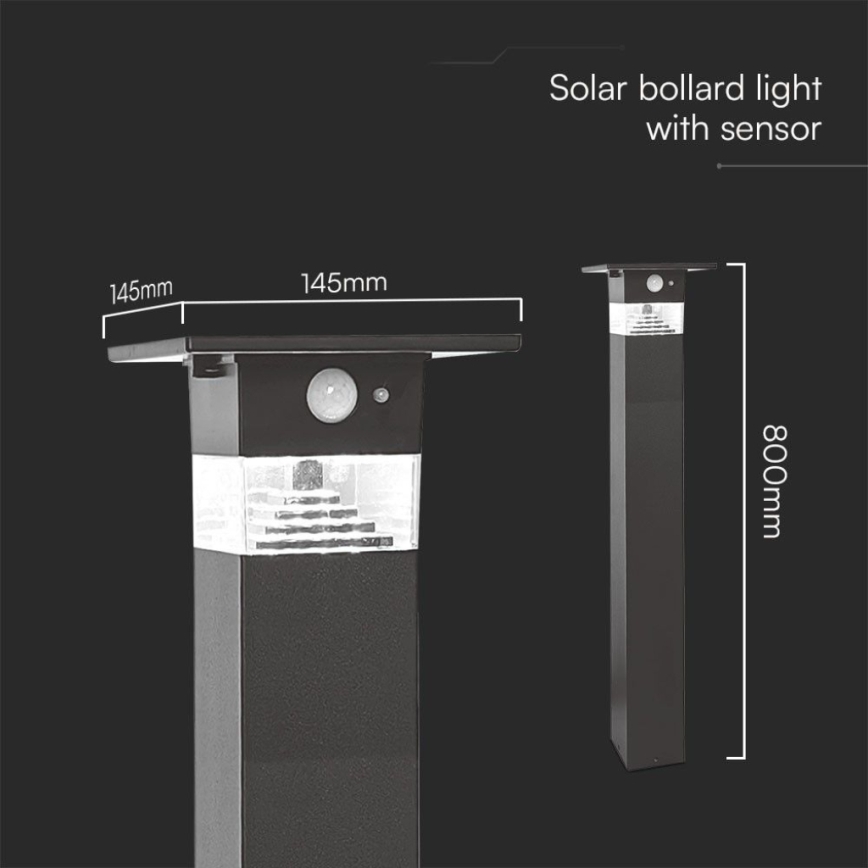 LED Solární lampa se senzorem LED/2,5W/3,7V IP54 3000K 2200 mAh