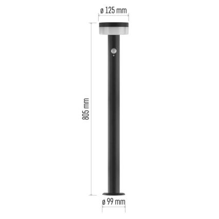 LED Solární lampa se senzorem LED/2W/3,7V 1200 mAh IP44 80 cm
