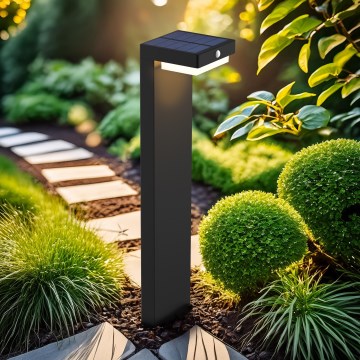 LED Solární lampa se senzorem pohybu a soumraku PALERMO LED/5W/2000 mAh IP54 černá