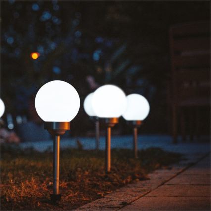 LED Solární lampa se senzorem SPHERE LED/1,2V 4000K IP44 200 mAh pr. 20 cm