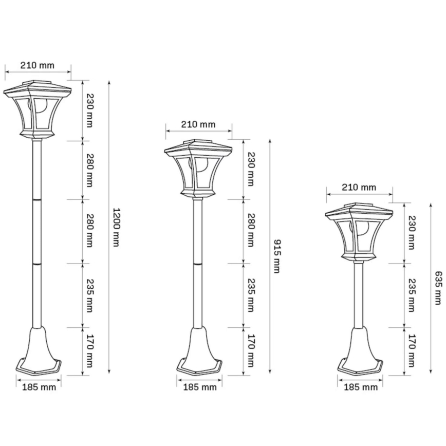 LED Solární lampa TIRANA LED/1,6W/1,2V 600 mAh IP44 černá