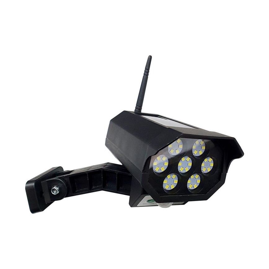 LED Solární maketa bezpečnostní kamery se senzorem LED/3,7V 1200 mAh IP44 černá + dálkové ovládání