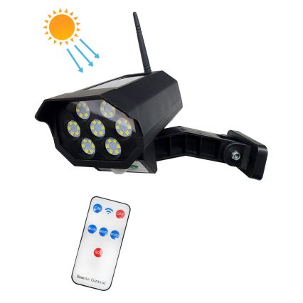 LED Solární maketa bezpečnostní kamery se senzorem LED/3,7V 1200 mAh IP44 černá + dálkové ovládání