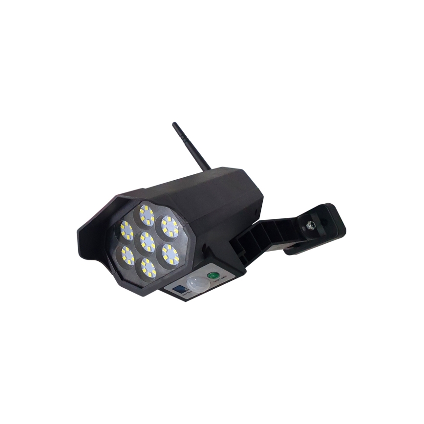 LED Solární maketa bezpečnostní kamery se senzorem LED/3,7V 1200 mAh IP44 černá + dálkové ovládání