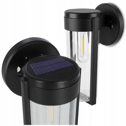 LED Solární nástěnná lampa LED/1W/3,7V 500 mAh IP65 černá