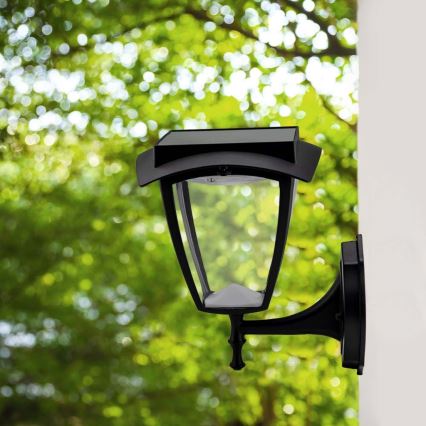 LED Solární nástěnná lampa LED/2W/3,7V 3000/6000K IP65 2200 mAh černá