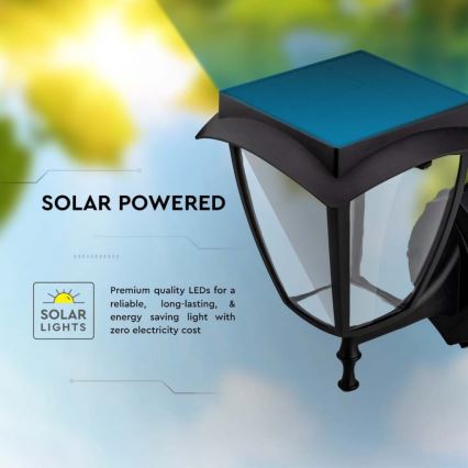 LED Solární nástěnná lampa LED/2W/3,7V 3000/6000K IP65 2200 mAh černá