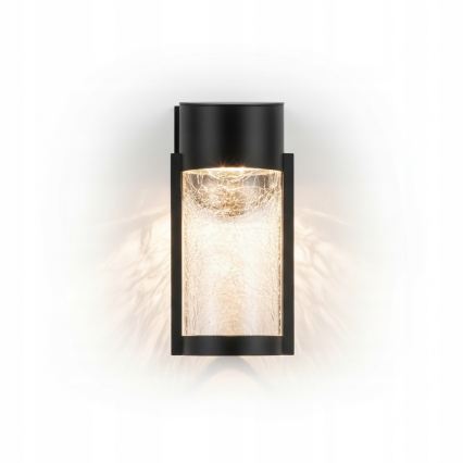 LED Solární nástěnná lampa LED/3,7V 300 mAh IP44 černá