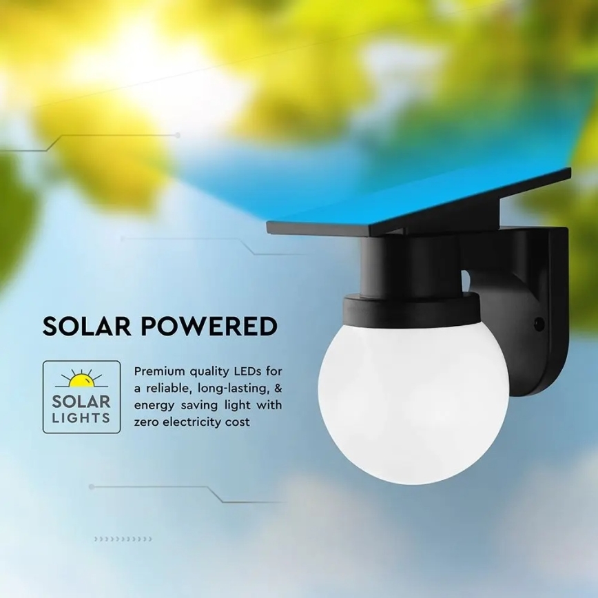 LED Solární nástěnná lampa LED/3,7V 3000/4000/6400K IP54 1800 mAh černá + dálkové ovládání