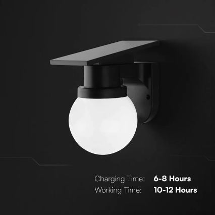 LED Solární nástěnná lampa LED/3,7V 3000/4000/6400K IP54 1800 mAh černá + dálkové ovládání