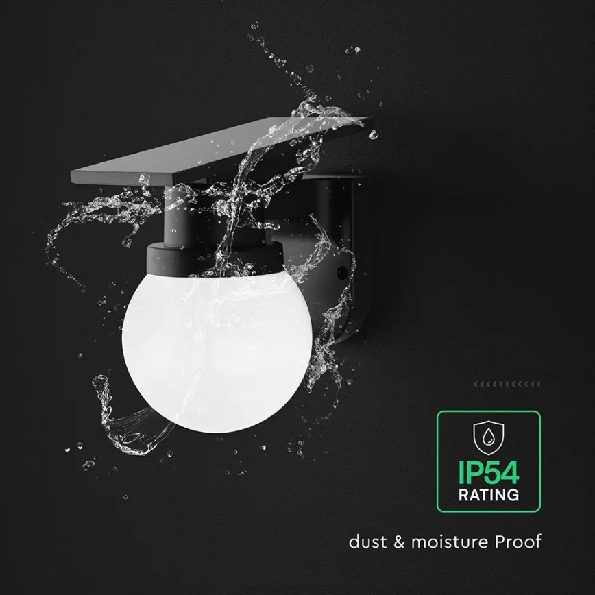 LED Solární nástěnná lampa LED/3,7V 3000/4000/6400K IP54 1800 mAh černá + dálkové ovládání