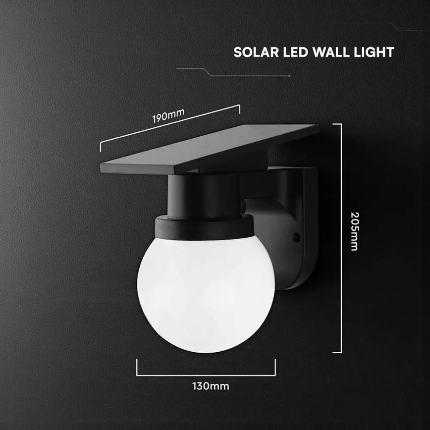 LED Solární nástěnná lampa LED/3,7V 3000/4000/6400K IP54 1800 mAh černá + dálkové ovládání