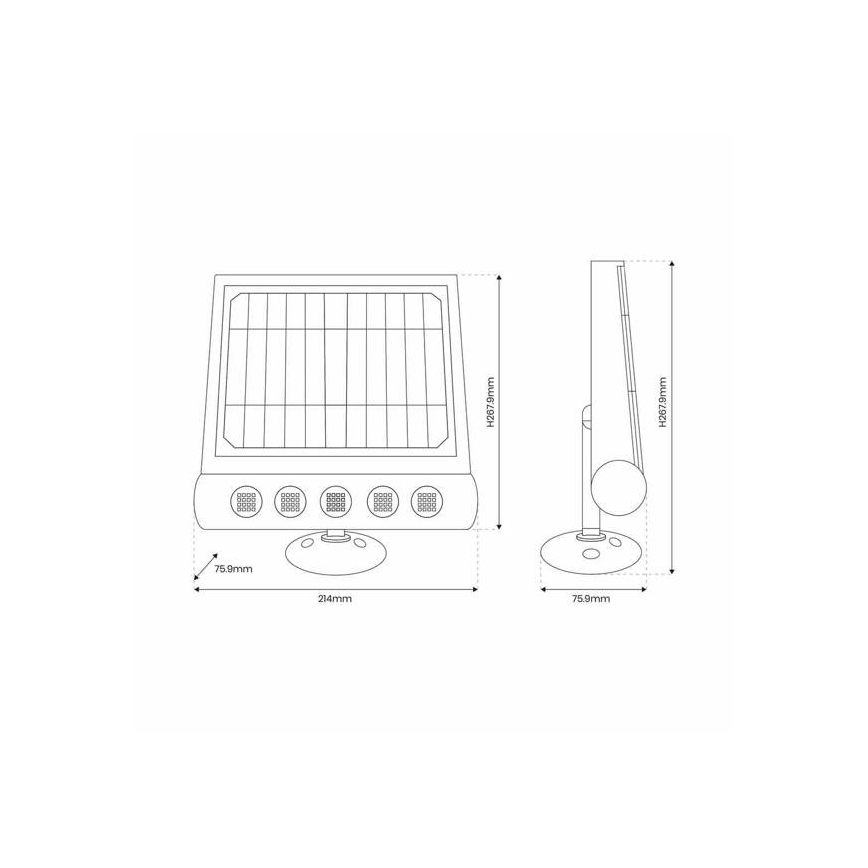 LED Solární nástěnná lampa se senzorem LED/8W/3,7V 4000 mAh 4000K IP65