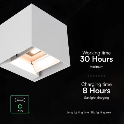 LED Solární nástěnné svítidlo se senzorem LED/9W/3,7V 3000/4000/5000K IP65 2600 mAh bílá