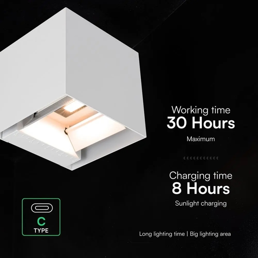LED Solární nástěnné svítidlo se senzorem LED/9W/3,7V 3000/4000/5000K IP65 2600 mAh bílá