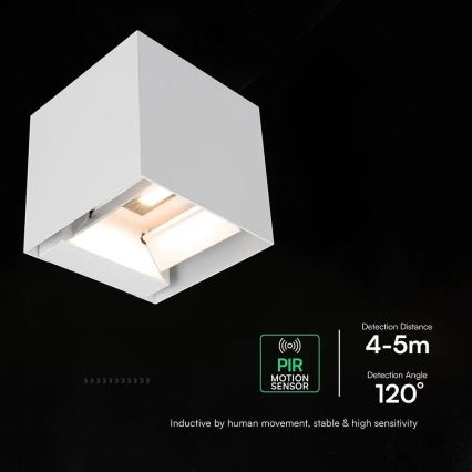 LED Solární nástěnné svítidlo se senzorem LED/9W/3,7V 3000/4000/5000K IP65 2600 mAh bílá