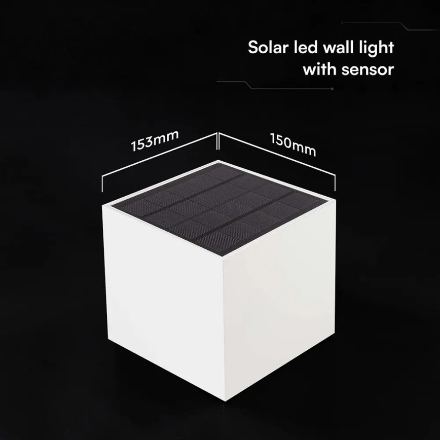 LED Solární nástěnné svítidlo se senzorem LED/9W/3,7V 3000/4000/5000K IP65 2600 mAh bílá