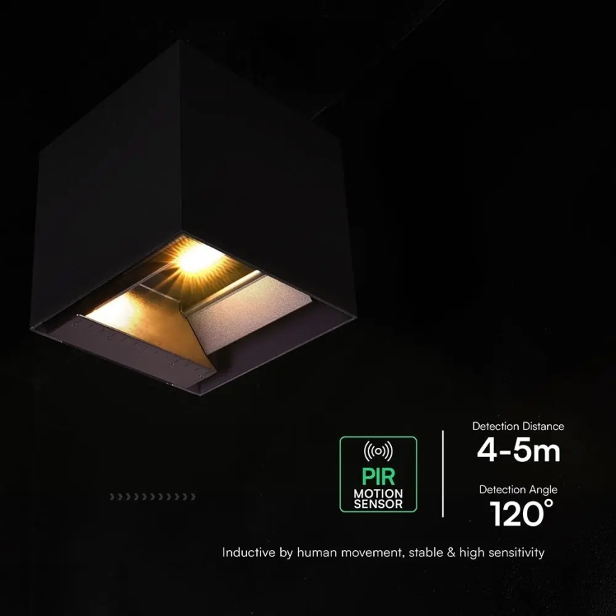 LED Solární nástěnné svítidlo se senzorem LED/9W/3,7V 3000/4000/5000K IP65 2600 mAh černá