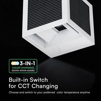 LED Solární nástěnné svítidlo se senzorem LED/9W/3,7V 3000/4000/6000K IP65 2600 mAh bílá