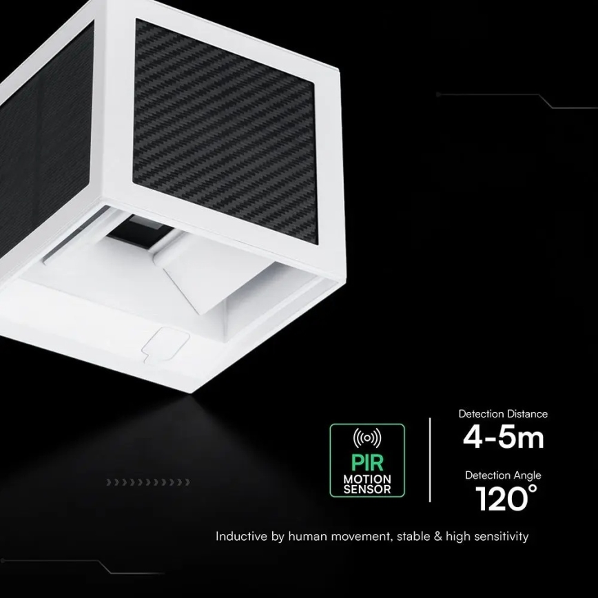 LED Solární nástěnné svítidlo se senzorem LED/9W/3,7V 3000/4000/6000K IP65 2600 mAh bílá