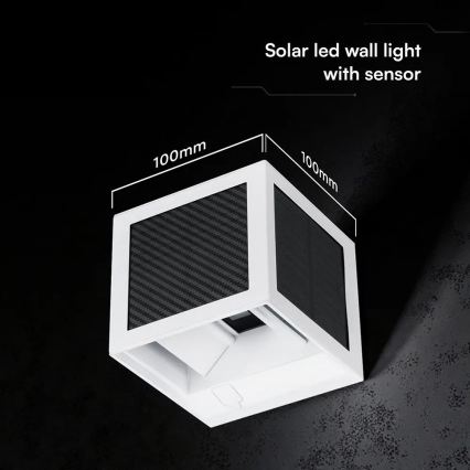 LED Solární nástěnné svítidlo se senzorem LED/9W/3,7V 3000/4000/6000K IP65 2600 mAh bílá