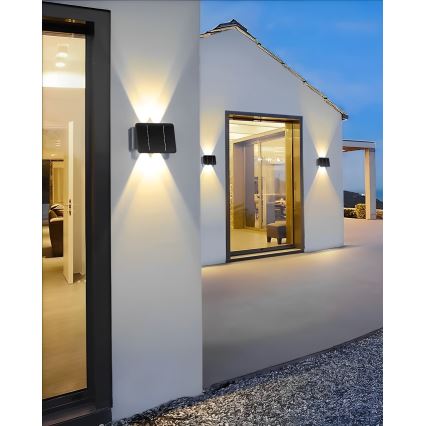 LED Solární nástěnné svítidlo 4xLED/1,5W/3,7V 1500 mAh IP54 černá