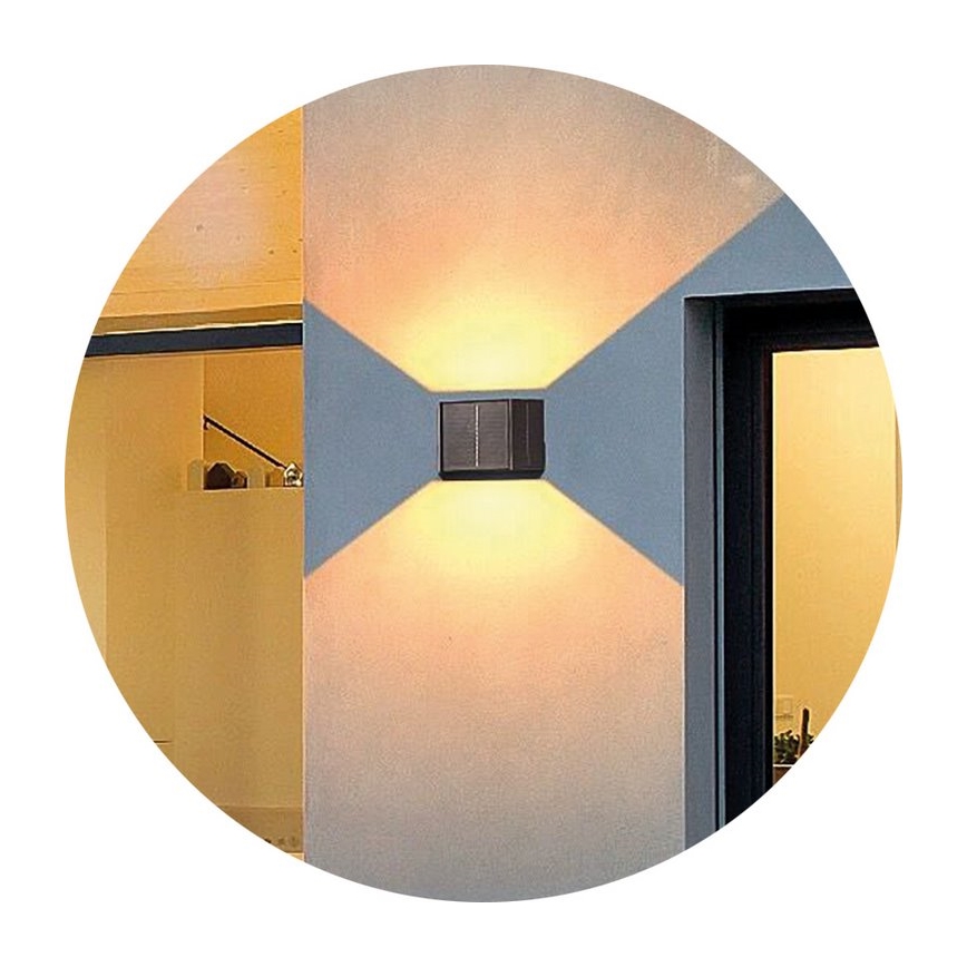 LED Solární nástěnné svítidlo CUBUS 2xLED/1,5W/3,7V 1500 mAh IP54