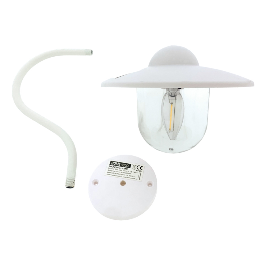 LED Solární nástěnné svítidlo LED/0,5W/1,2V 600 mAh IP44 bílá