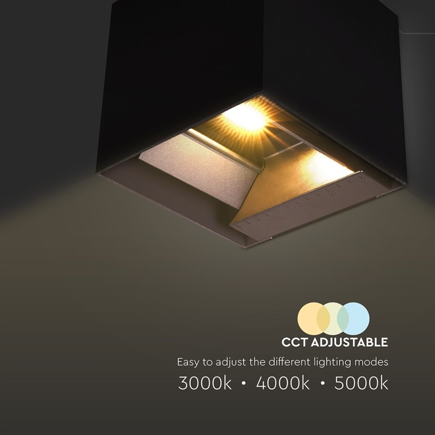 LED Solární nástěnné svítidlo se senzorem LED/9W/3,7V 3000/4000/5000K 2600 mAh IP65 černá